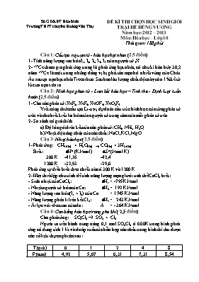 Đề kì thi chọn học sinh giỏi trại hè Hùng vương năm học 2012 2013 môn Hóa học lớp 10